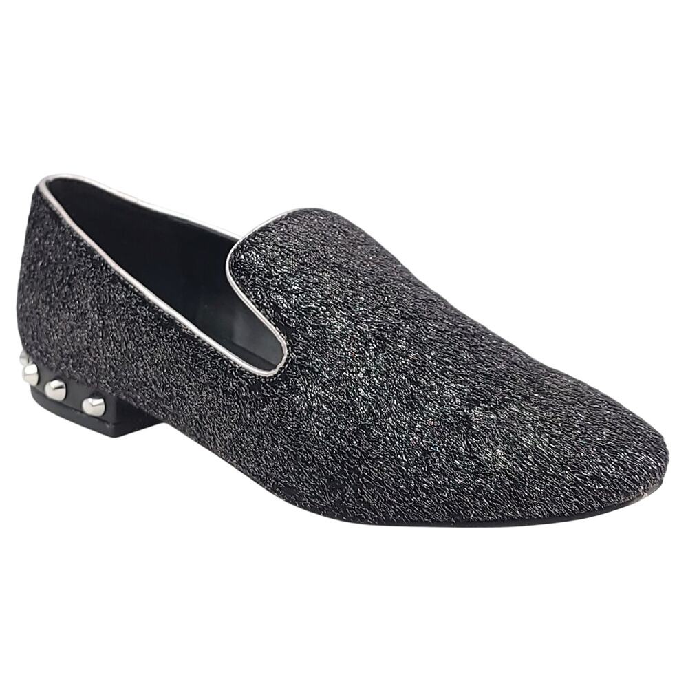 Marc Fisher Women Abree Studded Heel Slip On Loafers Size US 9M Black/Pewter